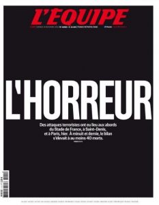 reproducao Capa do jornal francês L`Équipe no dia 14/11/2015