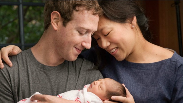 Zuckerberg e Chan, com a filha recém-nascida, Max