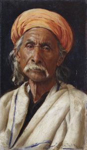 Royal Collection Trust "Bakshiram", de 1886, retrato de artesão indiano pintado por Rudolf Swoboda