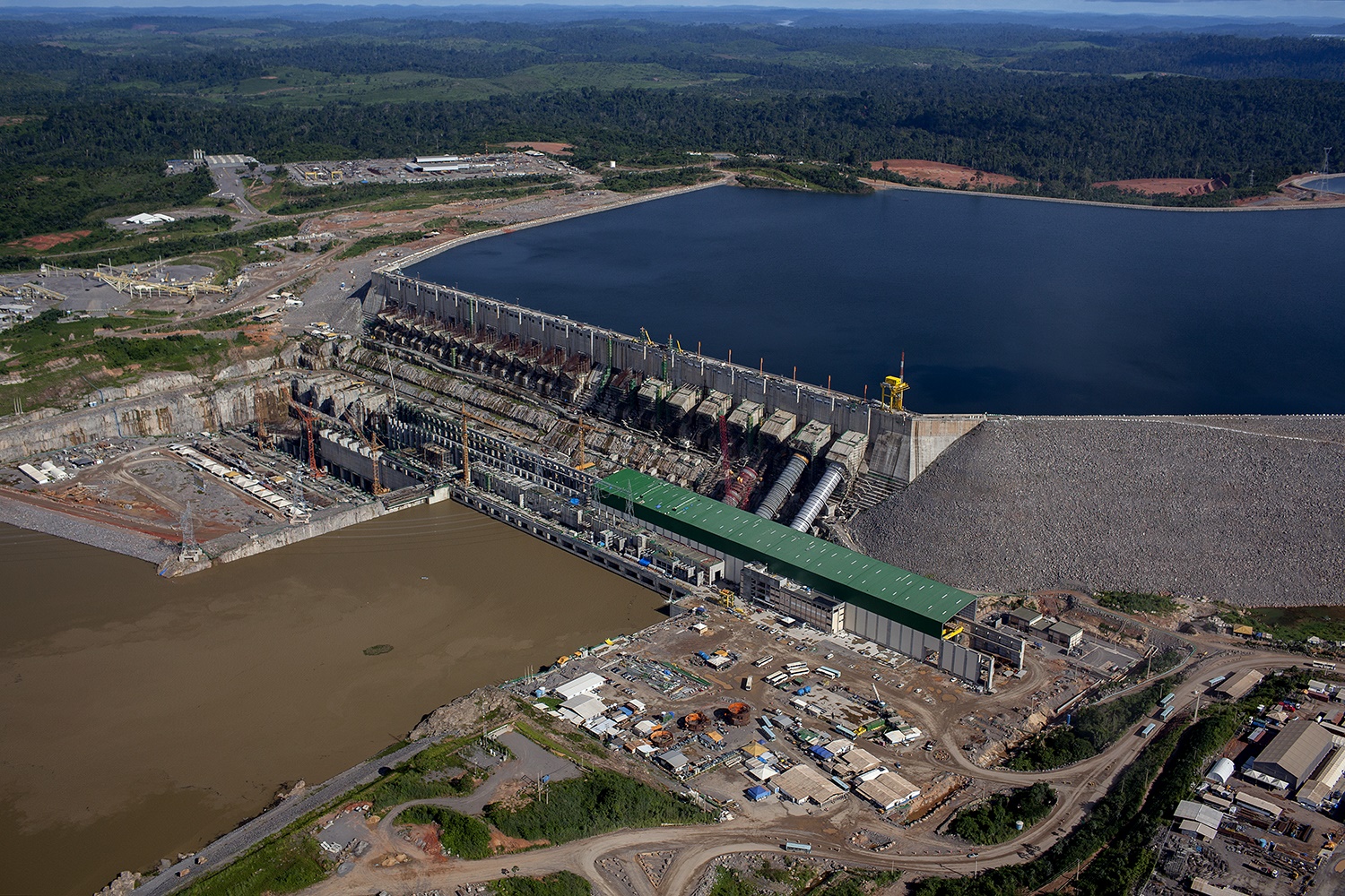 Vista aérea da Usina Hidrelétrica de Belo Monte na área onde estão colocadas 18 turbinas