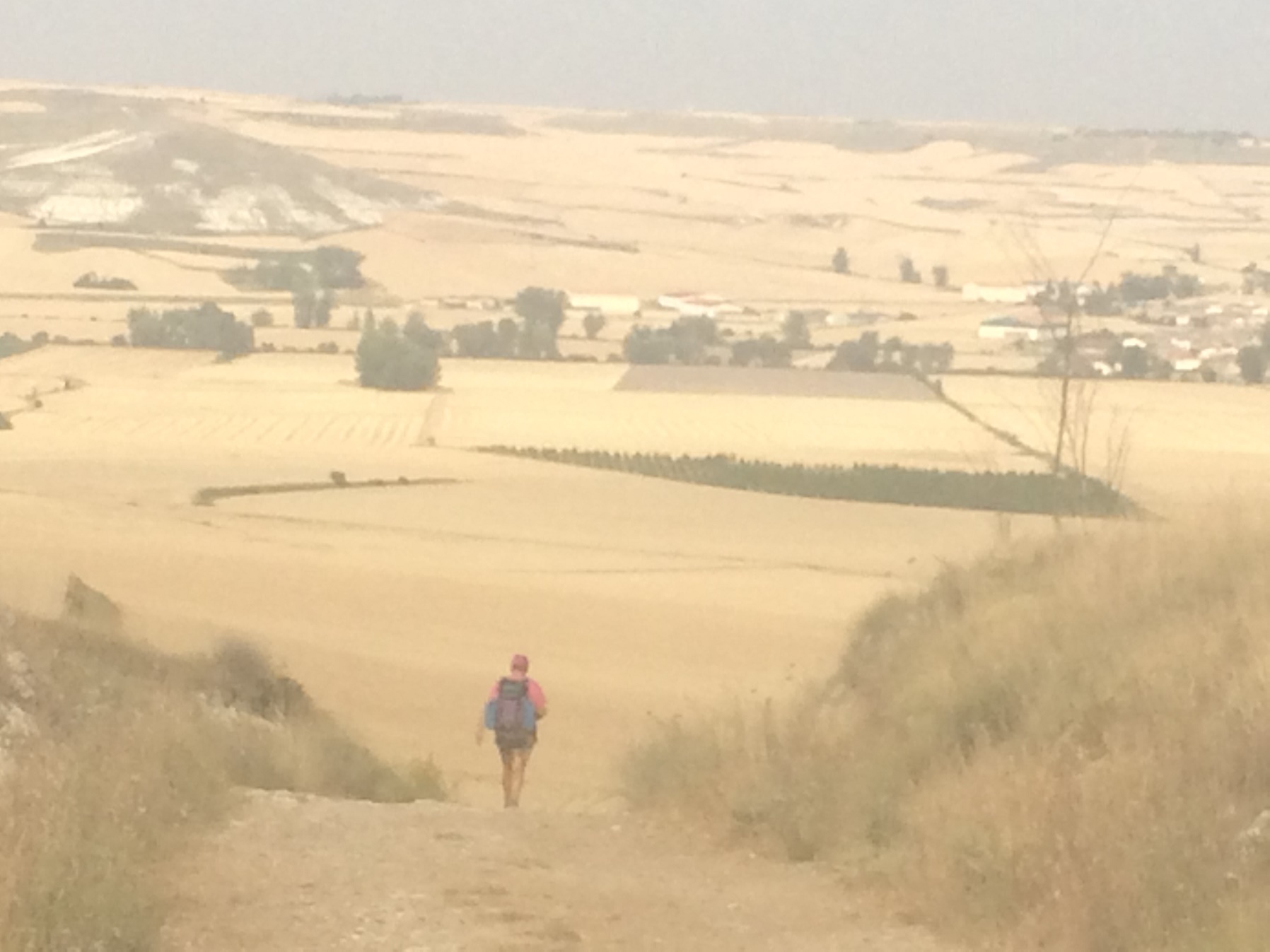 Giovanni Faria A "Meseta" é crítica. Longas retas, sem sombra alguma, e com um sol de 40 e muitos graus para cada peregrino no verão. Uma paisagem apenas de trigo e cevada