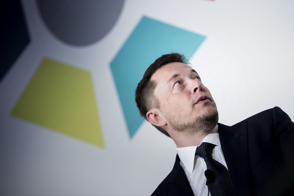 Elon Musk, CEO da Tesla, durante um evento internacional de pesquisa espacial. Foto Brendan Smialowski/AFP