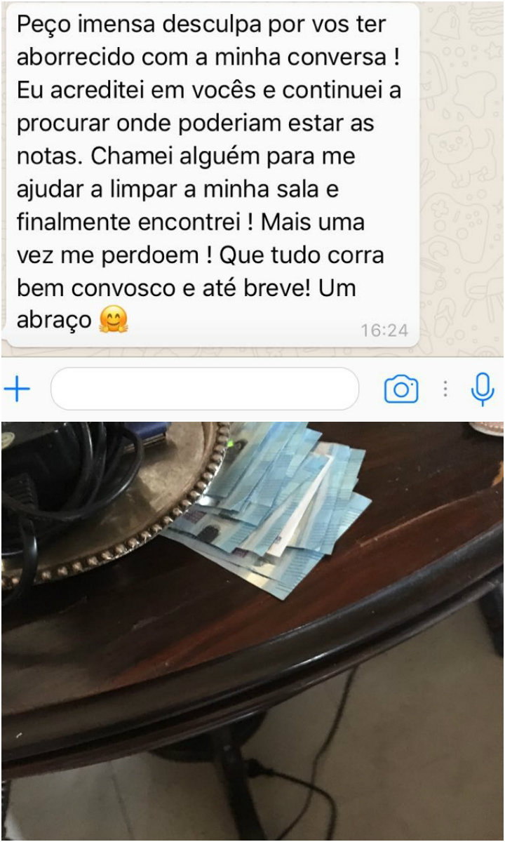 Mensagem de desculpas da proprietária após acusar brasileiros de roubo (Reprodução)