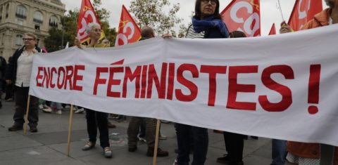 Feministas francesas fazem manifestação em Paris no Dia Mundial do Direito ao Aborto. Foto Thomas Samson/AFP
