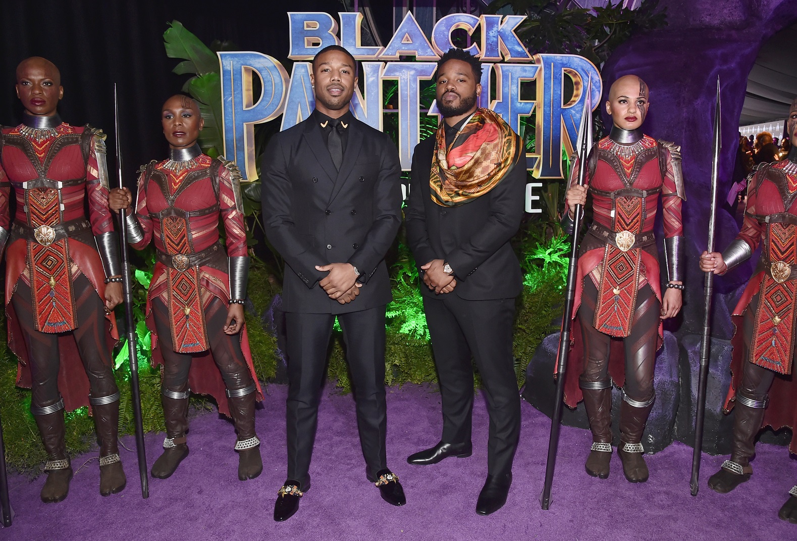 O ator Michael B. Jordan (esquerda) e o diretor Ryan Coogler no lançamento do Pantera Negra em Los Angeles. Foto Alberto Rodriguez/Getty Images/AFP