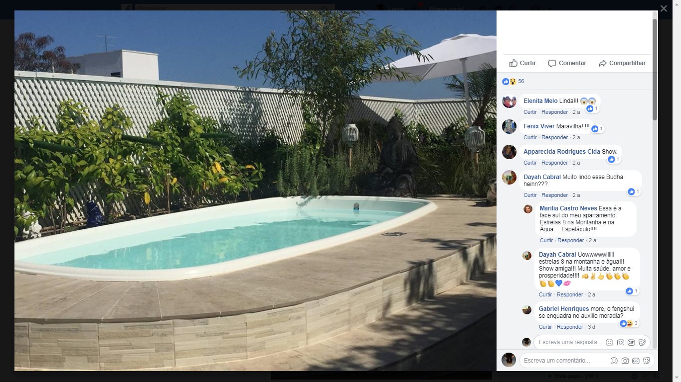 Piscina de um dos imóveis da desembargadora, que recebe auxílio-moradia (Reprodução/Facebook)