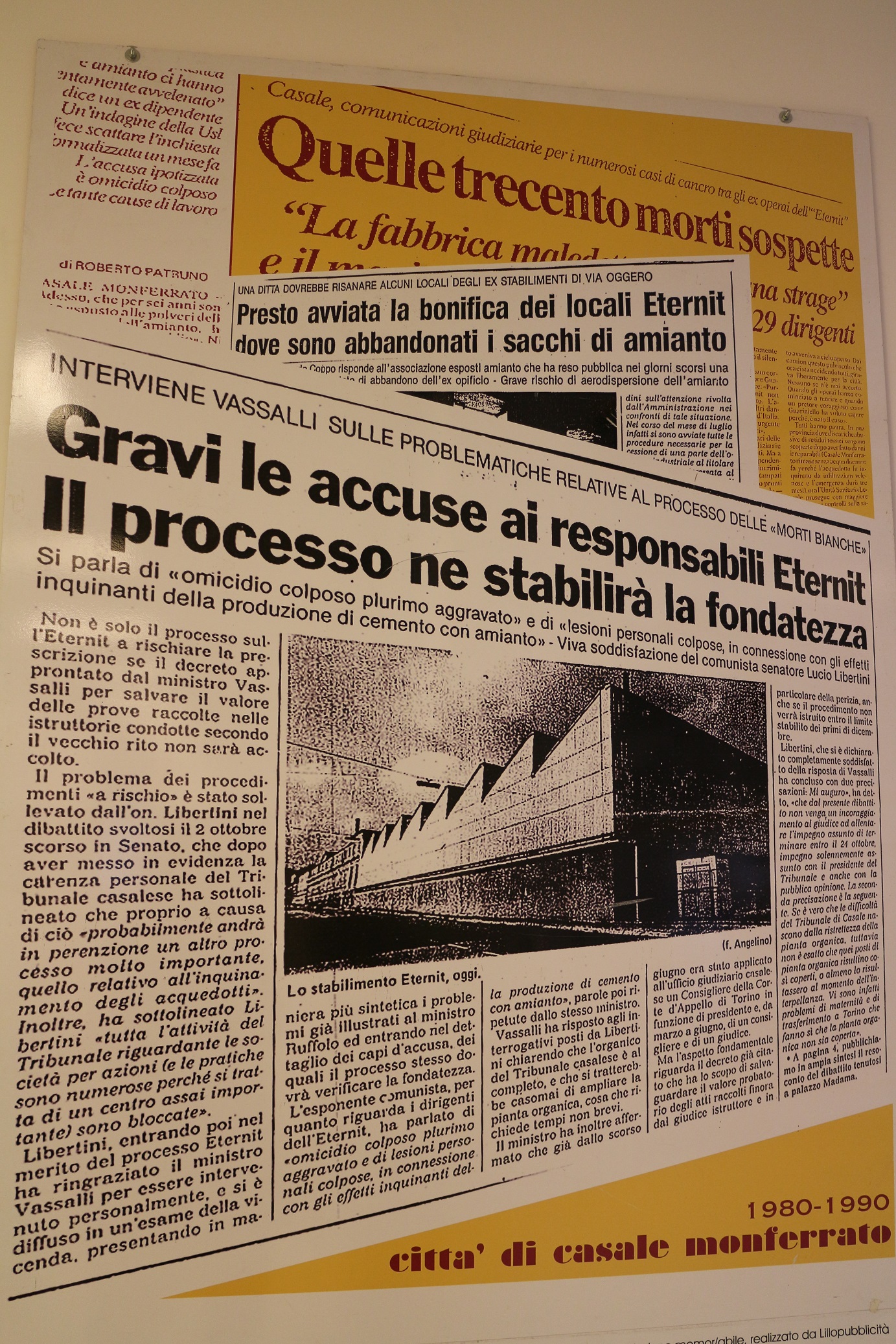 Foto reprodução Alguns dos muitos processos contra a Eternit na Itália. Foto reprodução