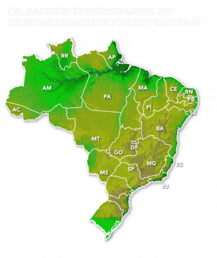 GIF Mapa dos bancos comunitarios. Arte de Fernando Alvarus