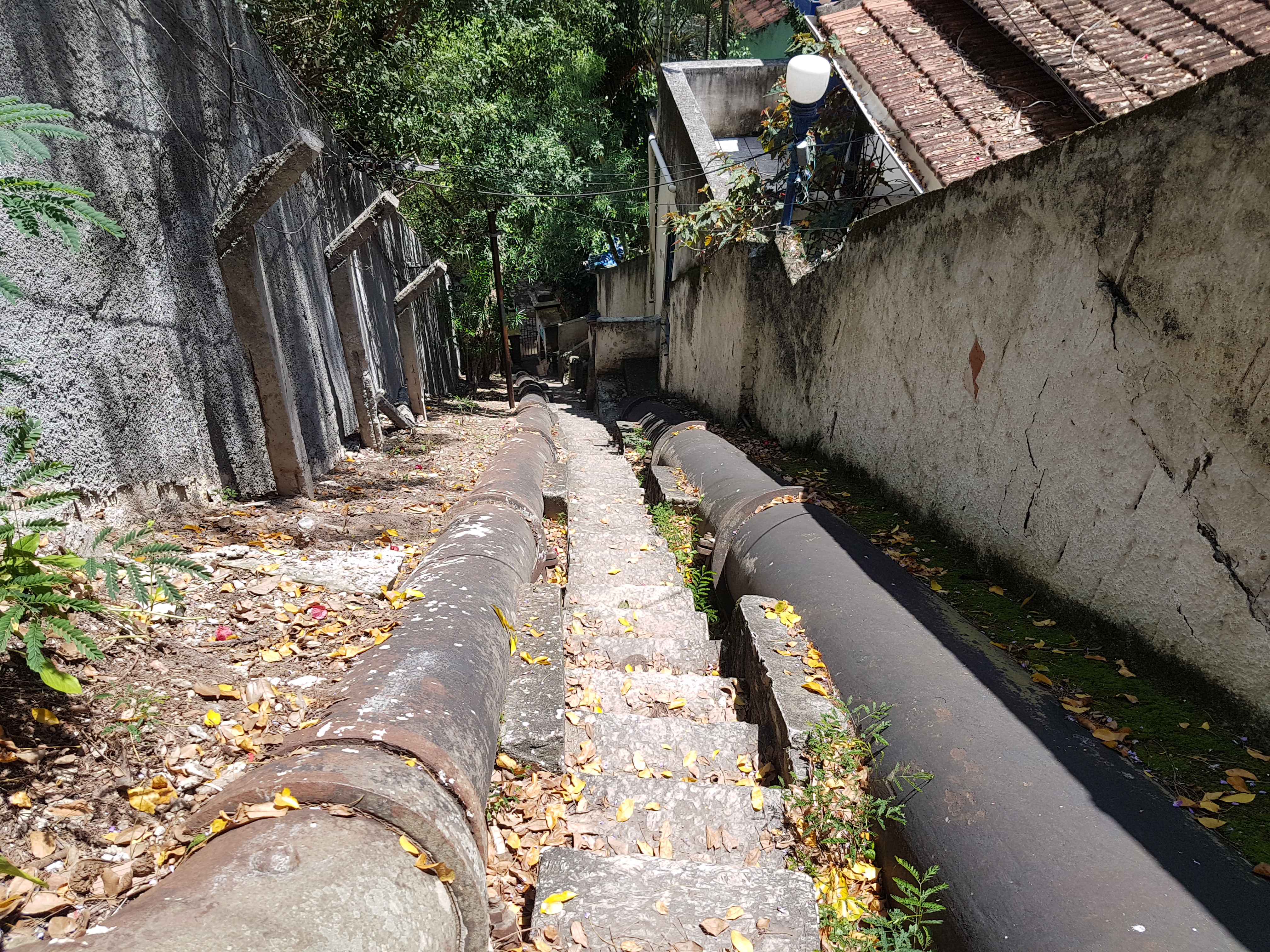 Para visitar reservatório tombado, colunista sobe 170 degraus (Foto Oscar Valporto)