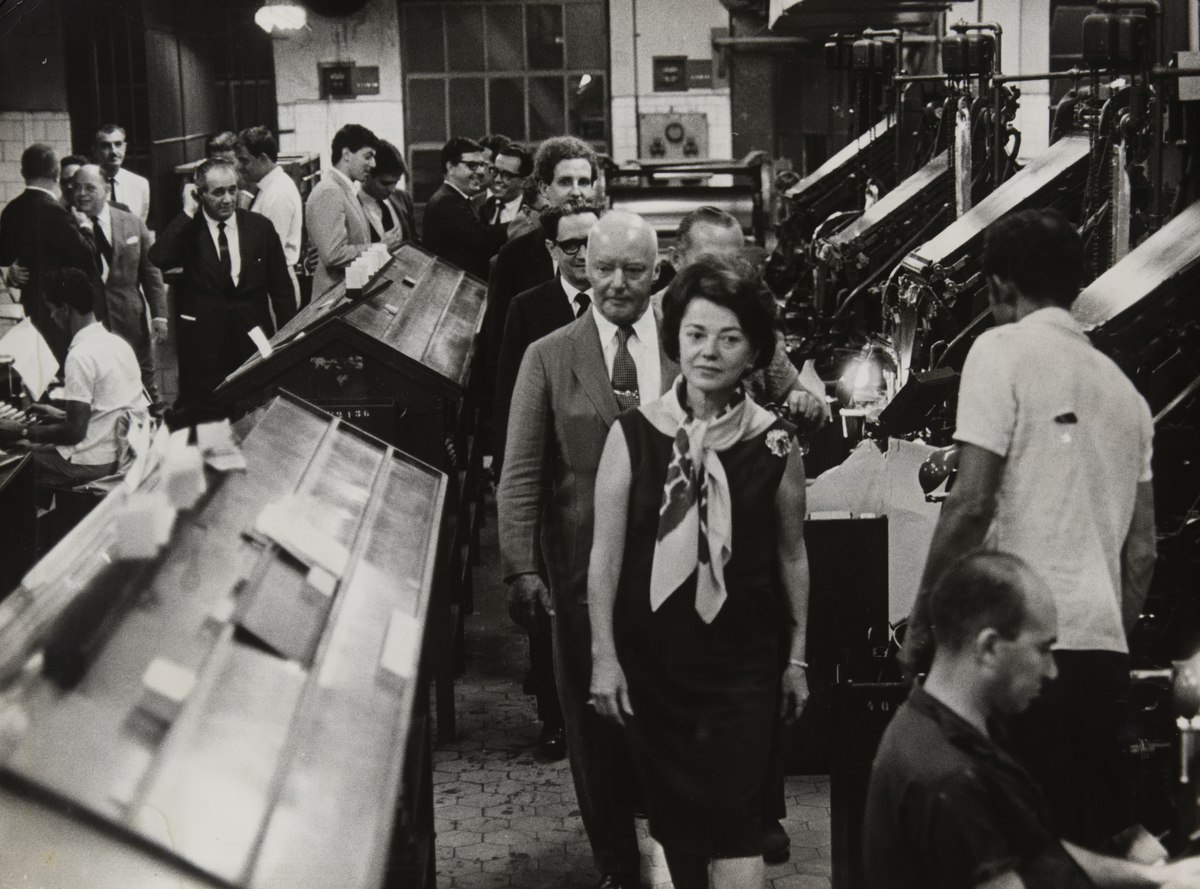 Foto Arquivo Nacional Niomar Muniz Sodré recebe, em 1965, o Marechal Lott na gráfica do Correio da Manhã. Foto Arquivo Nacional