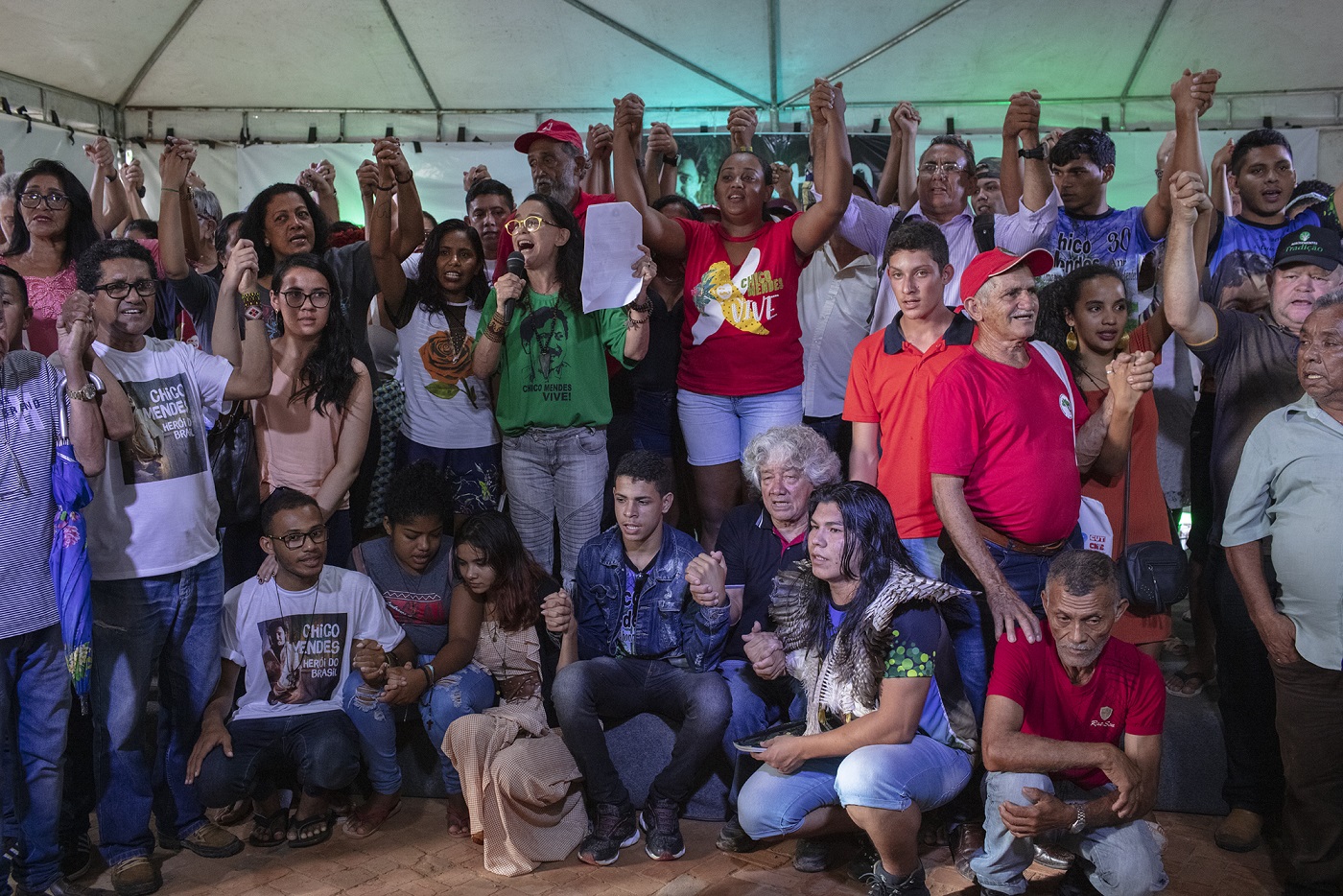 A atriz Lucélia Santos lê a Carta de Xapuri, um texto escrito em ritmo de conversa com Chico Mendes. Foto Marizilda Cruppe/Greenpeace