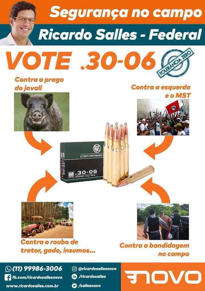 Material de campanha do então candidato a deputado federal Ricardo Salles. Reprodução Facebook