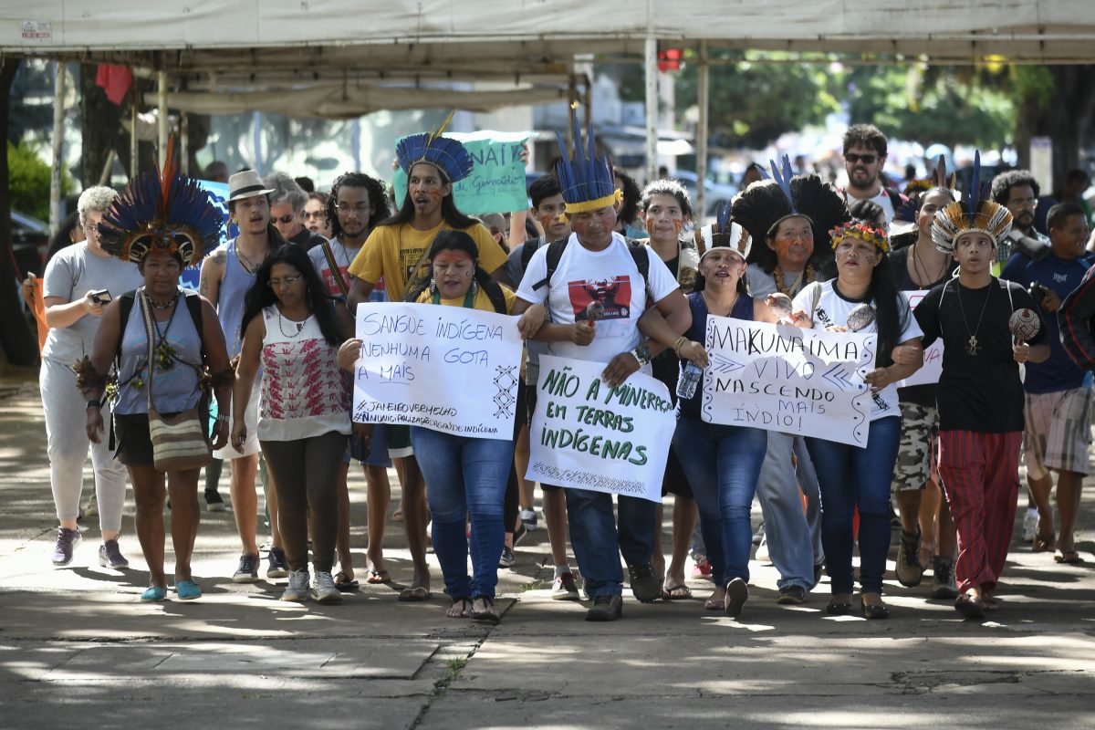 Foto de Mateus Bonomi/ Agif/ AFP Manifestacao indigena em frente ao Ministerio da Agricultura. Foto de Mateus Bonomi/ Agif/ AFP