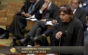 Maria Eduarda no plenário do Supremo: afirmação na luta LGBT+. Foto: reprodução/STF