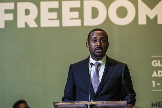 Abiy Ahmed, primeiro-ministro da Etiópia na cerimônia do Dia Mundial da Liberdade de Imprensa, organizada pela Unesco: esperança de democracia em um dos países mais pobres do mundo (Foto Eduardo Soteras/AFP)