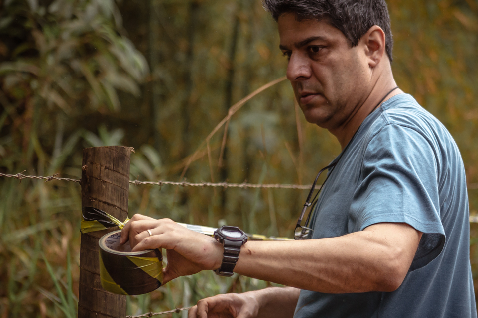 O professor Paulo Henrique Peixoto em trabalho de campo às margens do Rio Gualaxo: leguminosas para reforçar fertilidade do solo (Foto: Divulgação/UFJF)