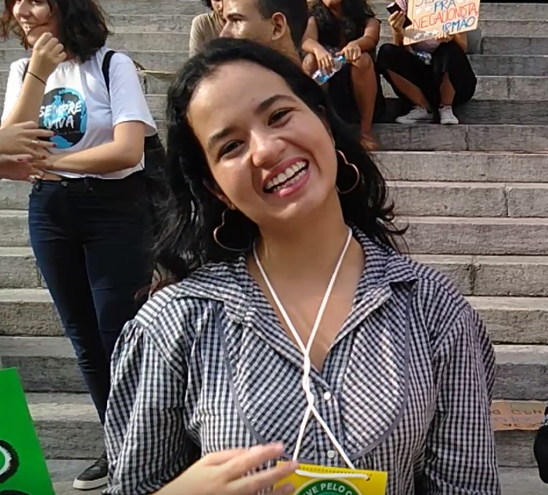 A brasileira Milena Batista: mensagem de Greta dá um gás para organização da greve pelo clima de 20 de setembro (Reprodução)