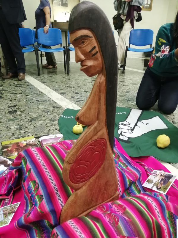 Estátua de uma mulher grávida que simboliza a Mãe Terra para os povos indígenas. Foto Janaína Cesar