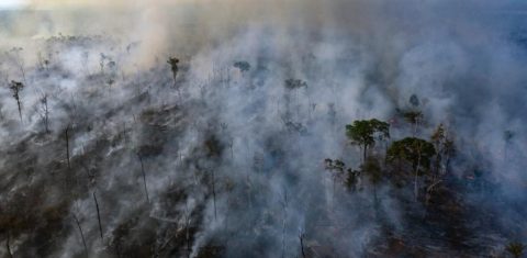 Imagem aérea de uma queimada no Mato Grasso, dentro de um território indígena. Foto Marizilda Cruppe/Anistia Internacional