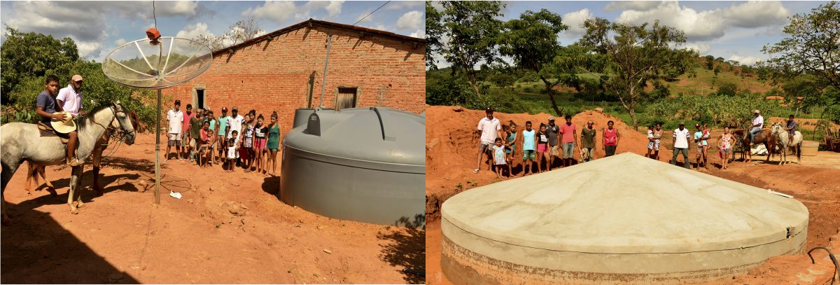 Fotos de Mirian Fichtner Aparecida e a cisterna de produção. Foto de Mirian Fichtner