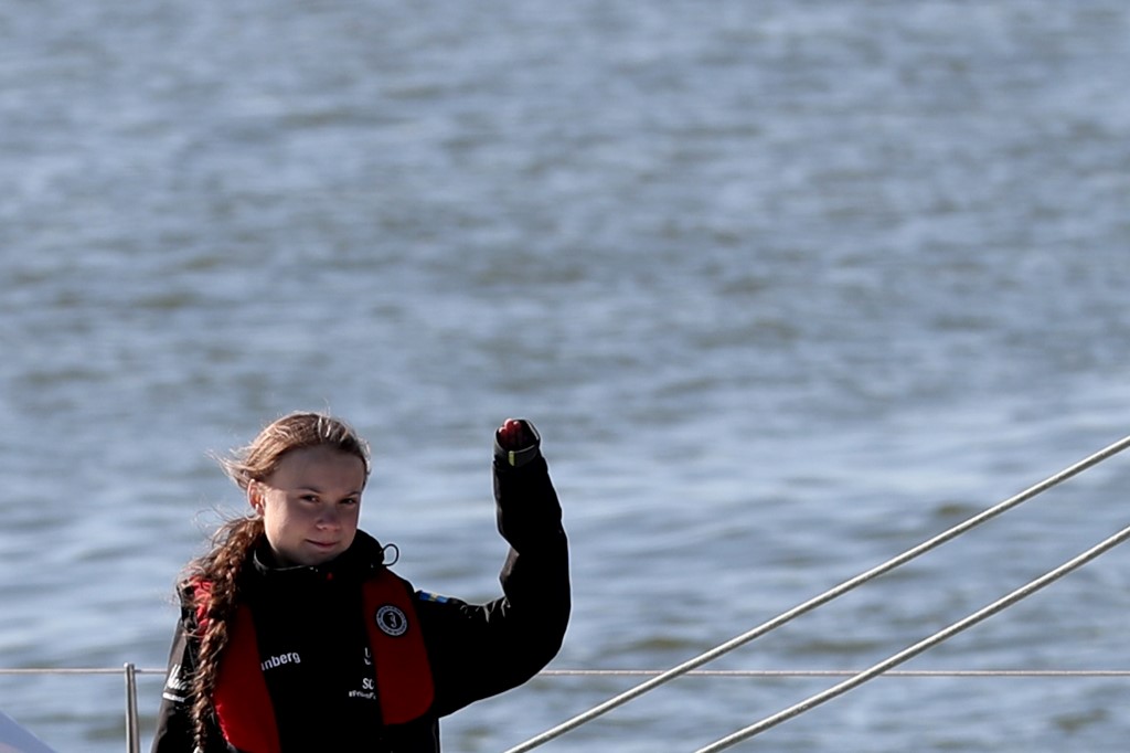 Foto de Pedro Fiuza/NurPhoto/ AFP Ativista Greta Thunberg em Lisboa. Foto de Pedro Fiuza/NurPhoto/ AFP