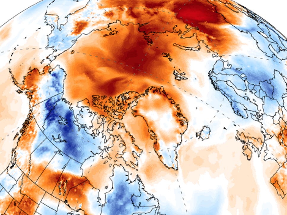 Nas áreas em vermelho escuro, a temperatura está até 10 graus acima da média desde maio (Reprodução: Universidade do Maine)
