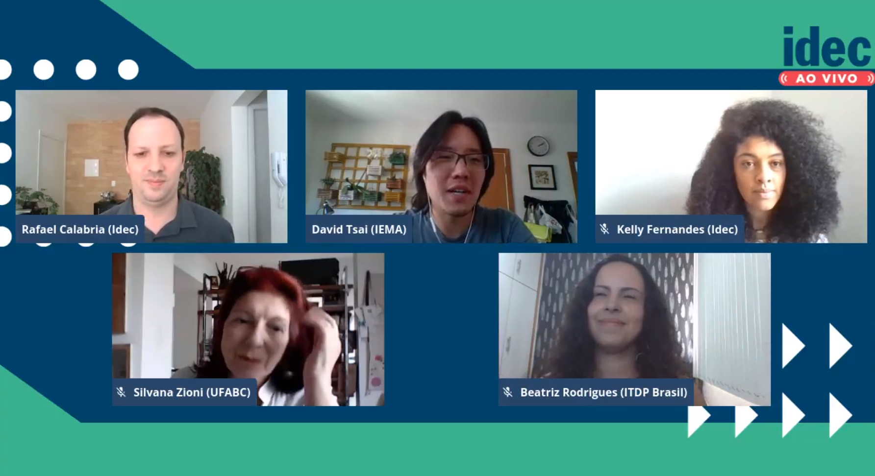 Rodrigo Calabria, David Tsai, Kelly Fernandes, Silvana Zioni e Beatriz Rodrigues no webinar: especialistas apontam falhas nos contratos (Foto: Reprodução)
