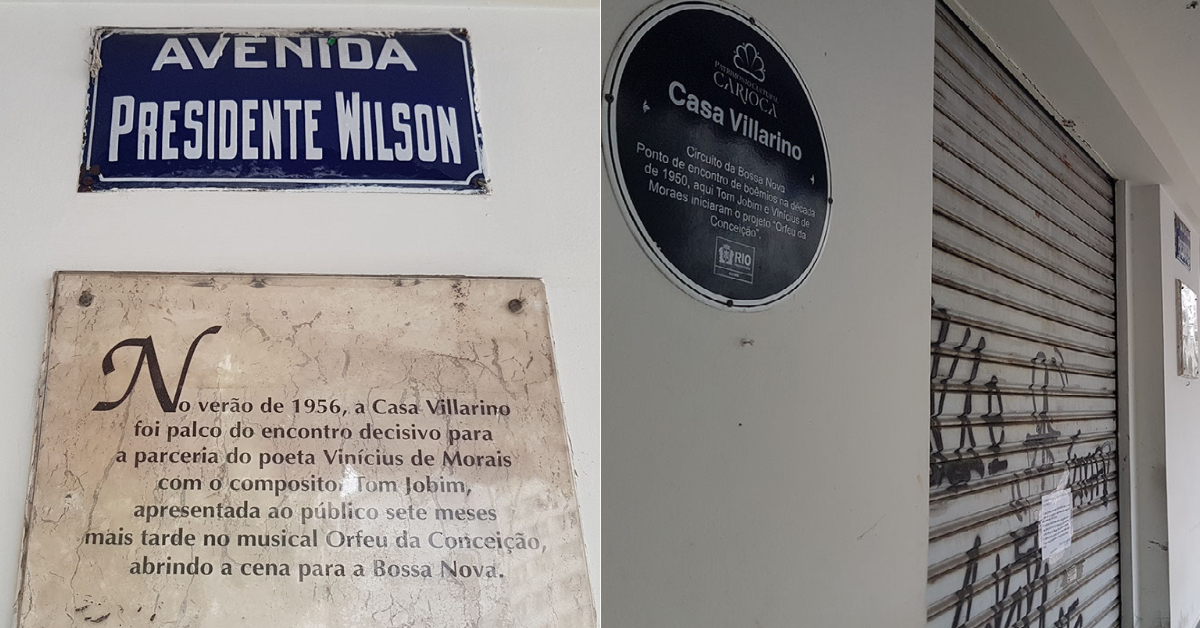 Placas comemorativas na fachada do VIllarino: história perdida no Centro em agonia (Foto: Oscar Valporto)