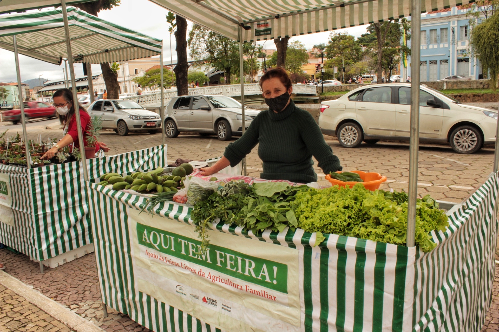 Heloísa na feira do coreto: produtora há sete anos, leva o trabalho com a terra como uma terapia. Foto de Millena Fagundes