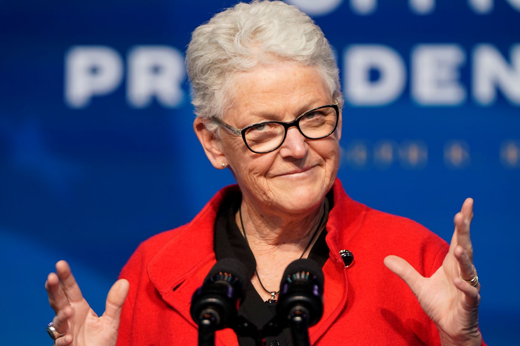 Conselheira Especial para o Clima de Biden, Gina McCarthy na apresentação do time climático do novo presidente: ex-administradora da EPA no governo Obama (Foto: Joshua Roberts/Getty/AFP - 19/12/2020)