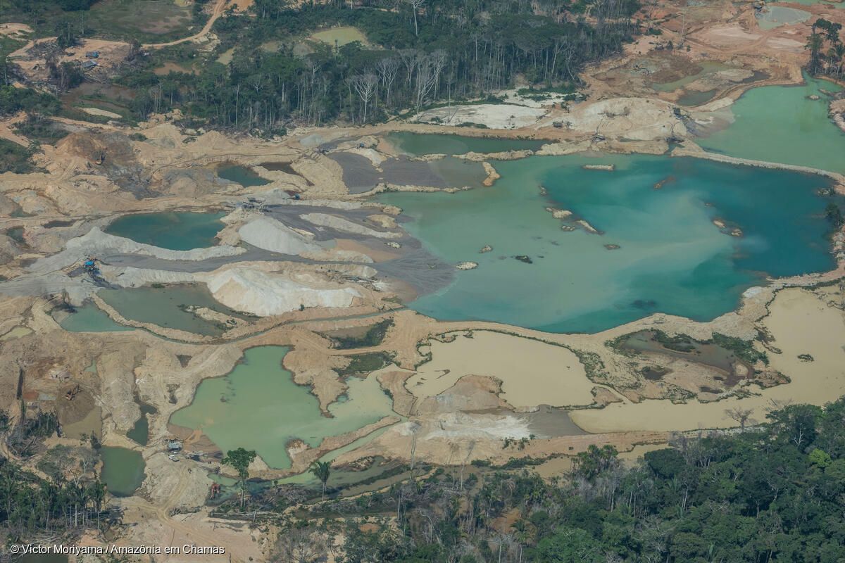 Vista aérea de mineração de cassiterita e garimpo de ouro, no distrito de Jaci-Paraná, em Porto Velho, Rondônia: sobrevoos da Aliança Amazônia em Chamas, formada pelas organizações Amazon Watch, Greenpeace Brasil e Observatório do Clima, flagram avanço criminoso na Amazônia (Foto: (Foto: Victor Moriyama/Amazônia em Chamas -17/09/2021)