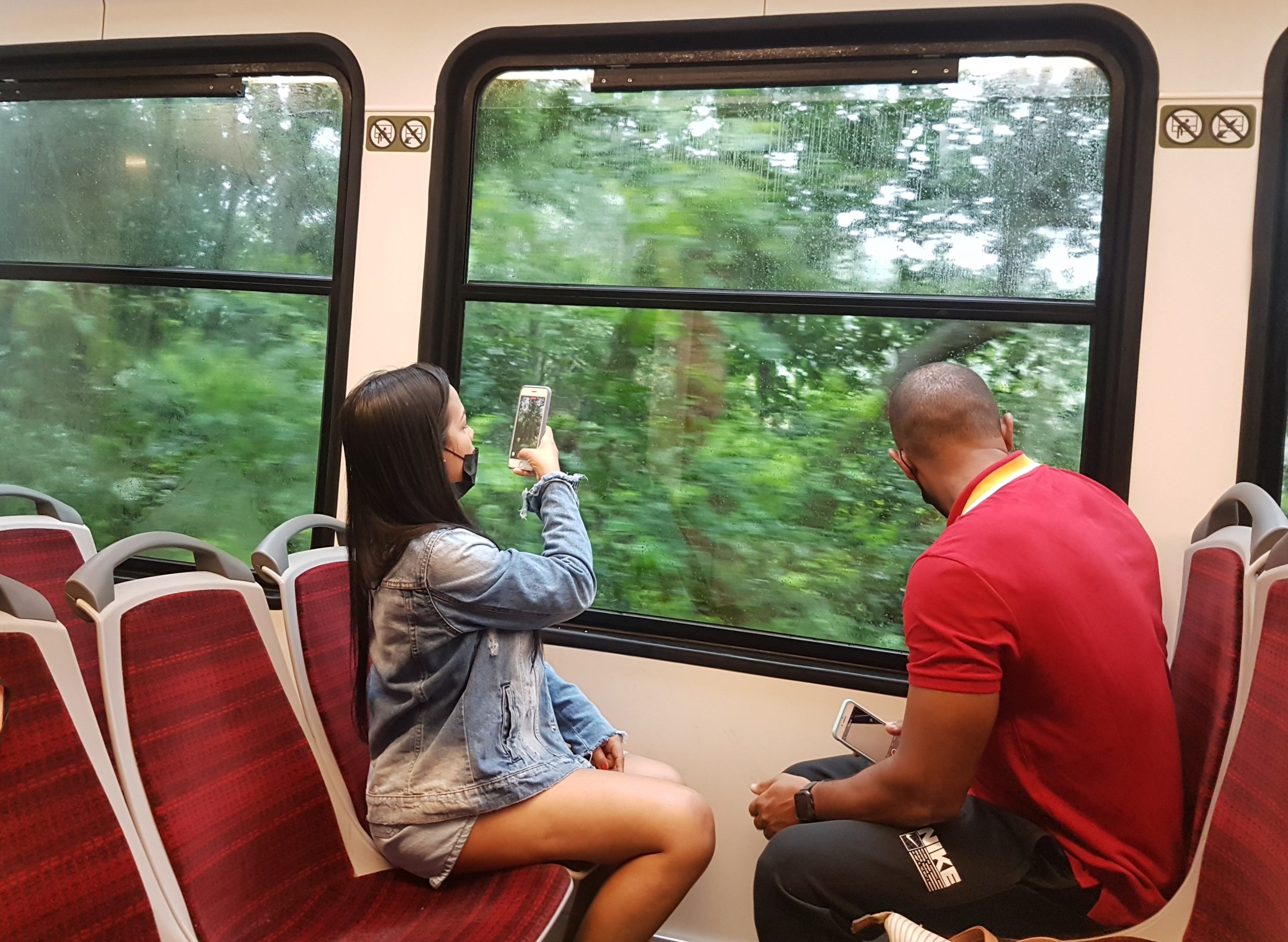 Turistas no Trem do Corcovado, inaugurado 47 anos do monumento ao Cristo Redentor: linha férrea por dentro do verde exuberante da Mata Atlântica (Foto: Oscar Valporto)