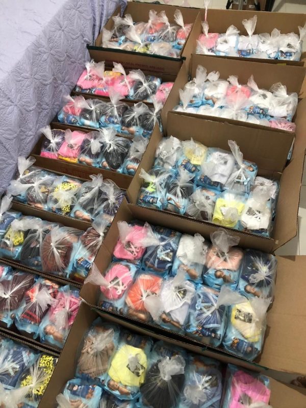 O coletivo "Todas por Todas" distribui absorventes, calcinhas, papel higiênico e lenços umedecidos. Foto Divulgação