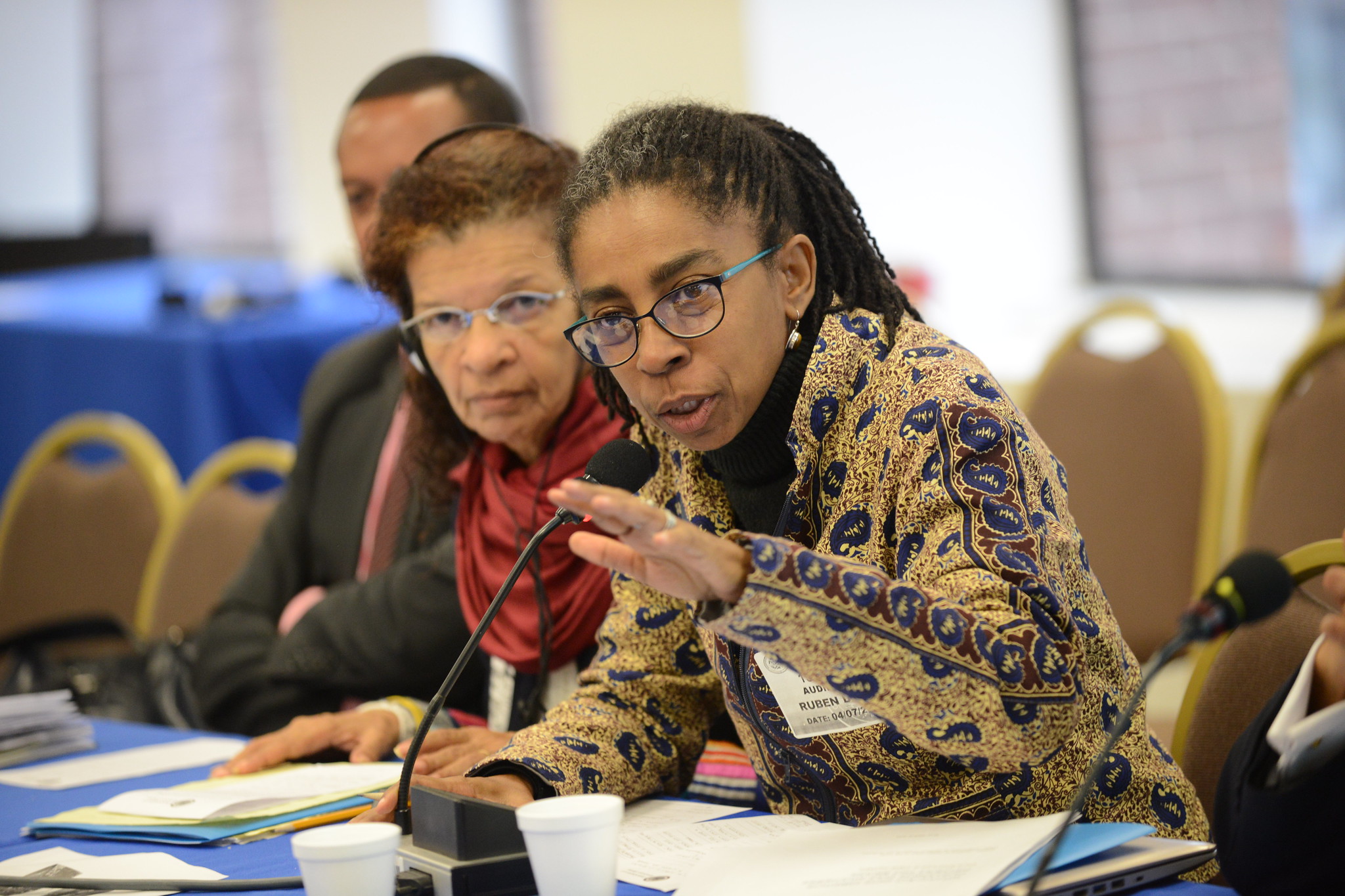 A diretora da Anistia Internacional do Brasil, Jurema Werneck, em reunião da CIDH: 'Todos os mecanismos que garantiam o direito à memória, à verdade e proteção social foram desmantelado' ( Foto: Daniel Cima / CIDH - 06/04/2016)