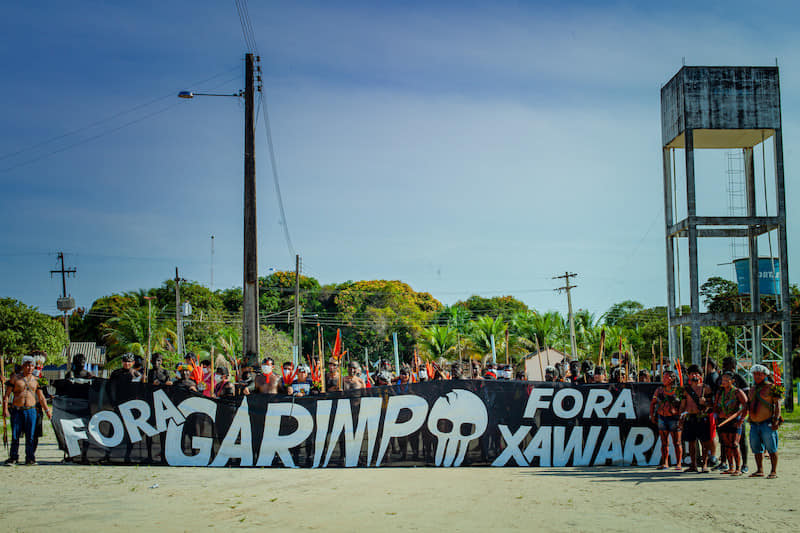 Manifestação de indígenas em Boa Vista contra o garimpo na Terra Yanomami: pelo menos sete crianças mortas em 2021 (Foto: Hutukara Associação Yanomami - 11/04/2022)