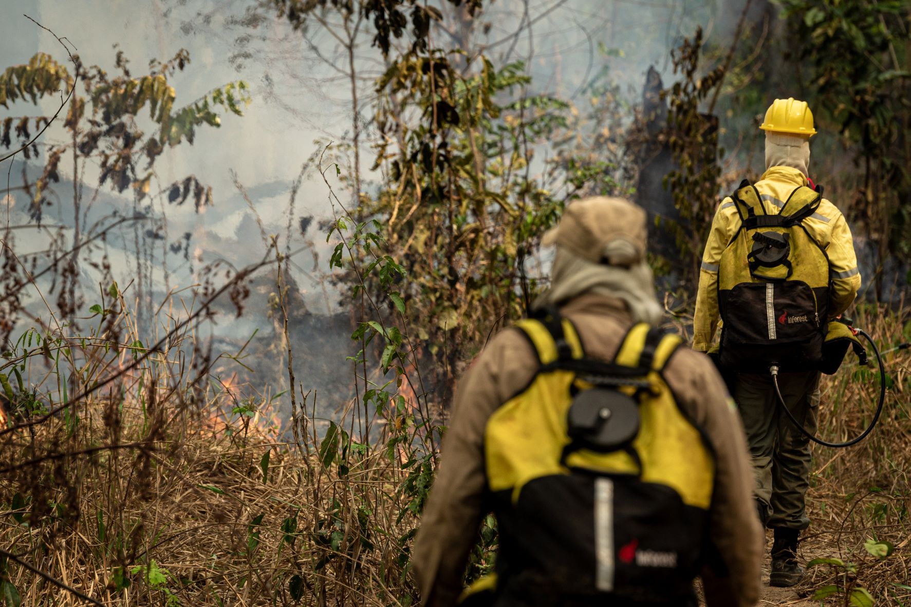 Agentes do PrevFogo, do Ibama, combatem incêndio em área de floresta em Rondônia: prevenção e controle do desmatamento é um dos temas emergenciais proposto pelo plano Brasil 2045 (Foto: Vinicius Mendonça / Ibama - 28/08/2019)
