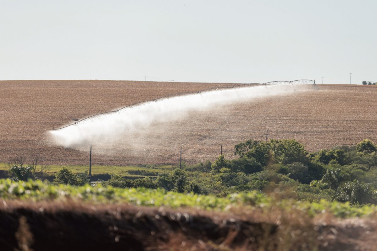 rrigação a todo vapor para tentar preservar plantação de soja na Região das Missões: seca extrema e prolongada afeta agricultura no Brasil, Argentina e Paraguai (Foto: Gustavo Mansur / Governo do Rio Grande do Sul