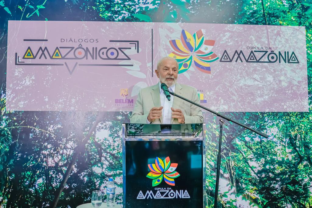 O presidente Lula faz pronunciamento após a Cúpula da Amazônia em Belém: falta de alternativas concretas (Foto: Ricardo Stuckert/PR)
