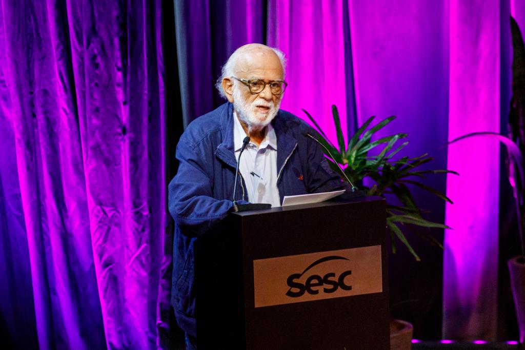 Danilo Santos de Miranda na abertura do seminário 'Como Renasce a Democracia': vida dedicada à Cultura, à Educação e ao Brasil (Foto Bruna Piccirillo / Sesc/SP - 24/07/2023)