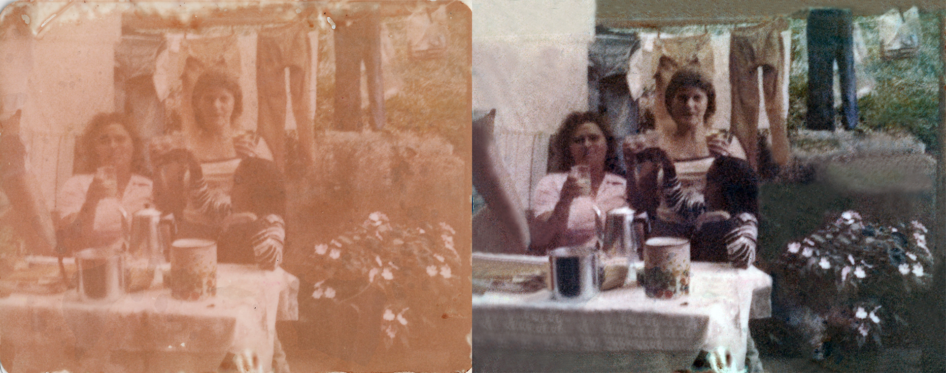 Foto restaurada da família Pereira Antônio, que foi atingida pela tragédia de 2011 na região Serrana do Rio. Restauro feito por Claudio José
