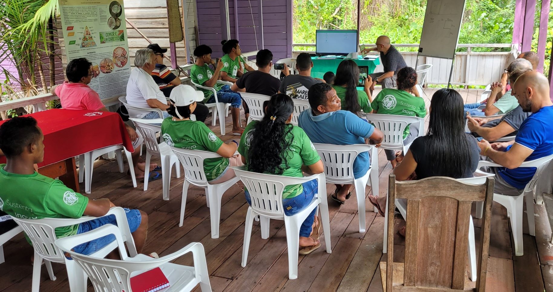 Curso de formação de agroextrativistas para coleta de dados e tomada de decisão nas técnicas do manejo de mínimo impacto: busca da produção sustentável de açaí (Foto: Embrapa)