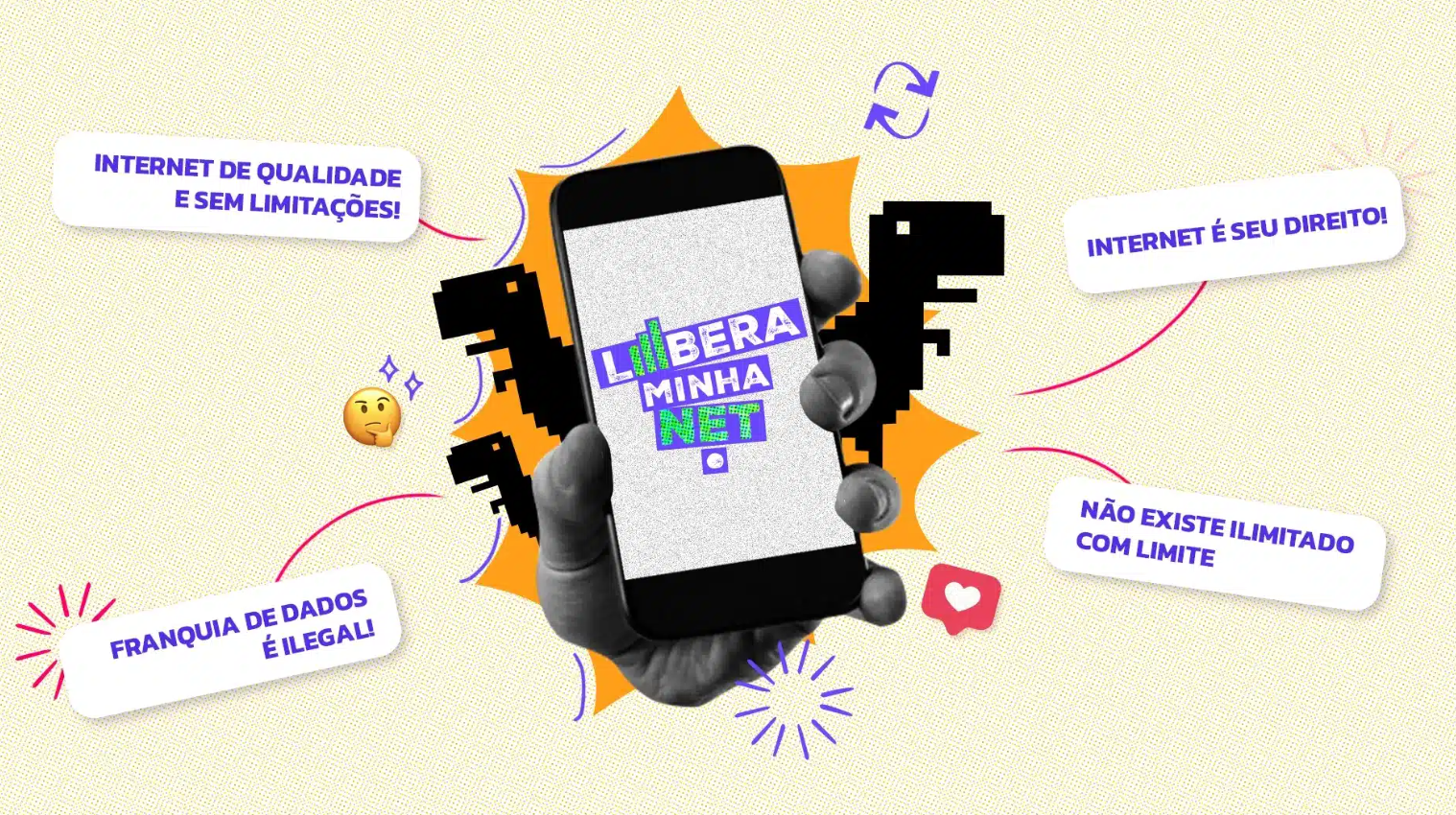 O movimento Movimento #liberaaminhanet: mobilização para que o governo federal e a Anatel tomem medidas para acabar com a cobrança de franquia de internet fixa (Reprodução)