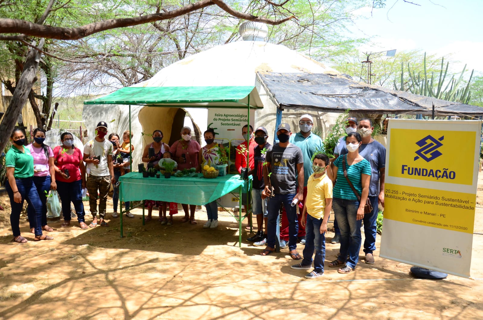 Feira realizada com hortaliças plantadas com o sistema agrofotovoltáico: experiência alternativa com energia solar (Foto: Serta / Divulgação)