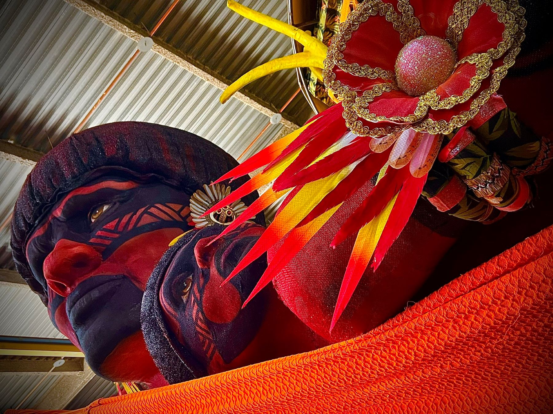 Alegoria com Yanonamis para o desfile do Salgueiro: samba enredo com termos indígenas para falar de resistência e defesa do meio ambiente (Foto: Divulgação / Salgueiro)