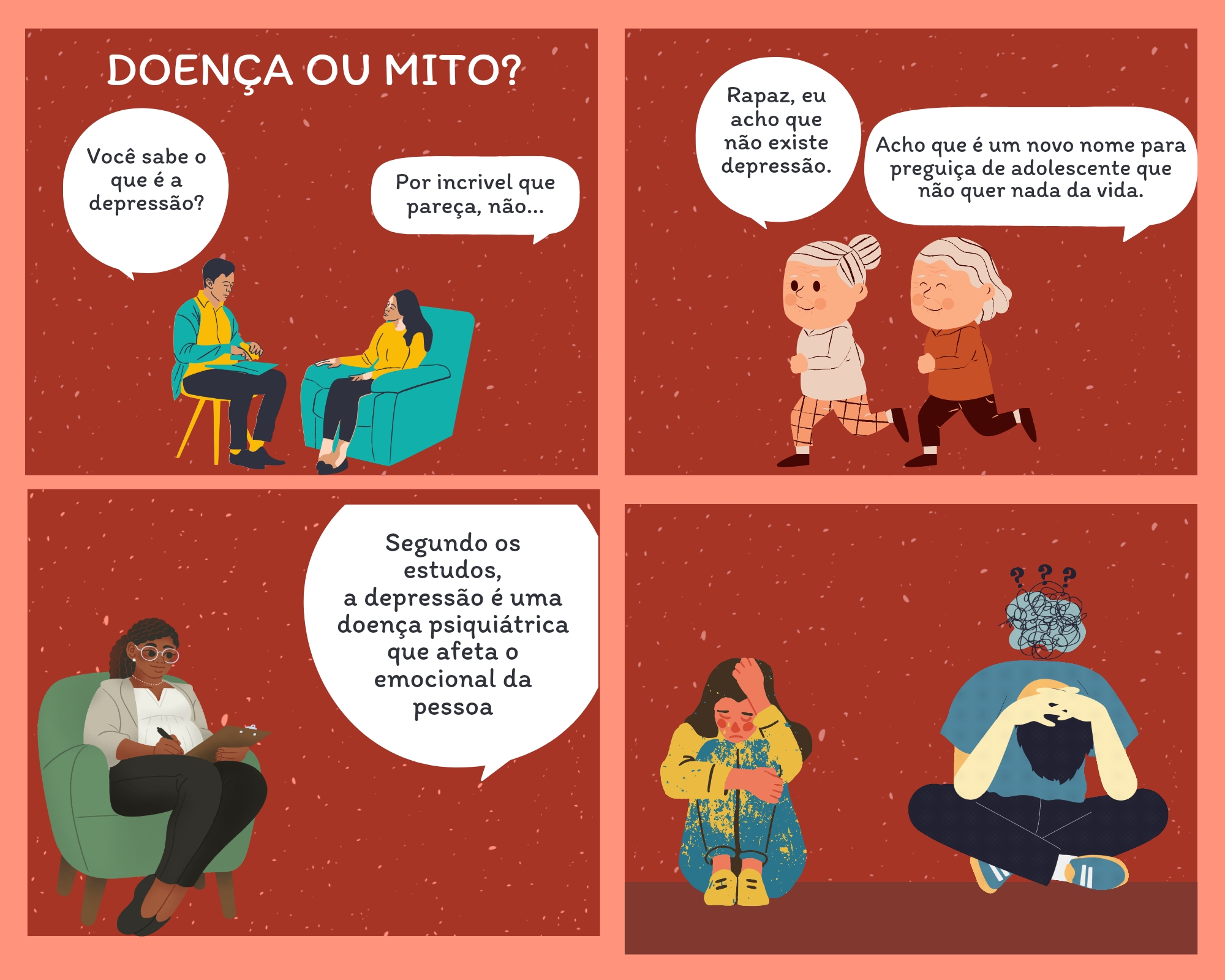 Depressão é uma doença e tem tratamento: muitos adolescentes queixam-se de falta de compreensão dos pais (Ilustração de Milena D'Anunciação, a partir de depoimentos dos entrevistados)