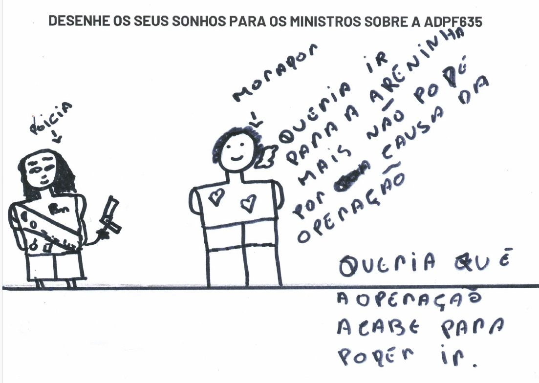 Desenho de criança da Maré para o STF: ministros retomam julgamento de ADPF das Favelas (Reprodução)
