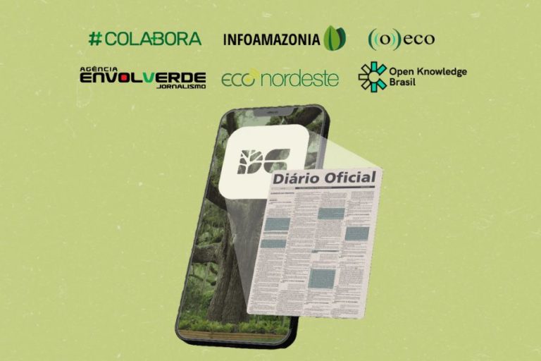 Arte colorida com ilustração de celular com o Diários do Clima aberto. Fundo verde musgo e logomarcas das iniciativas responsáveis pela plataforma que ganhou o Troféu Rastilho 2025