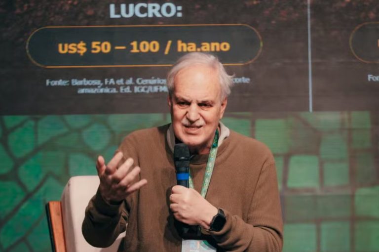 O cientista e meteorologista Carlos Nobre durante a palestra "Emergência Climática: desafios a serem enfrentados" na abertura da Rio Nature & Climática Week: ações urgentes para evitar pontos de não retorno (Foto: Divulgação)